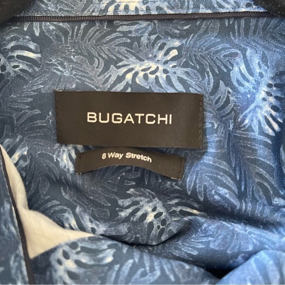 Bugatchi men's size medium 8 Way  Stretch leaf blue all over print - Picture 1 of 10
